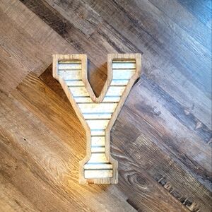 14" Wooden and Galvanized Metal Letter Y
